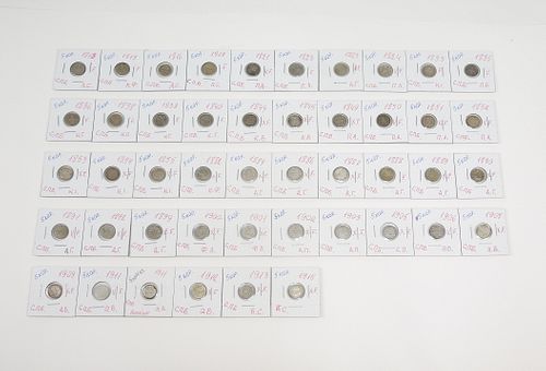 (46) Russian Silver 5-Kopek Coins.
