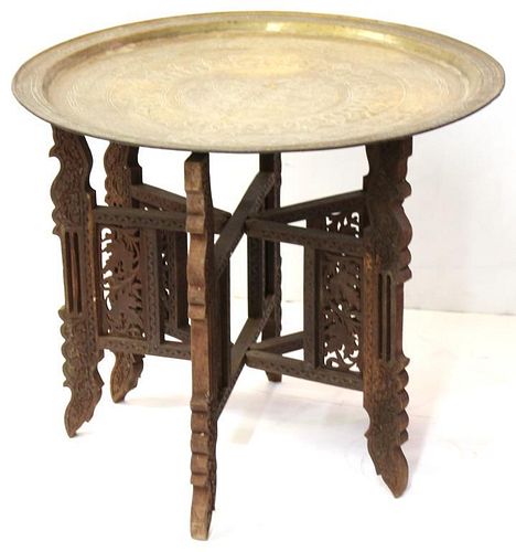 Moroccan Brass Tray Top Folding Table
