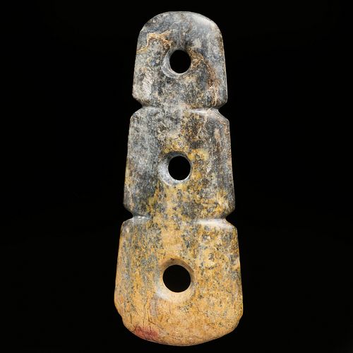Chinese Neolithic style triple-holed ornament