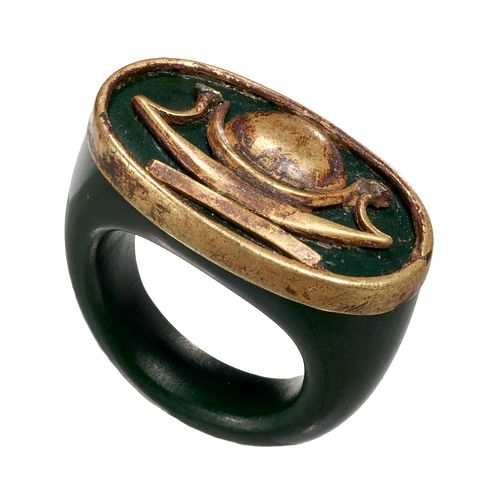 Egyptian style green jasper ring