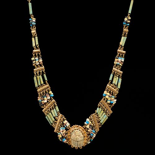 Ancient Egyptian style scarab and beaded necklace