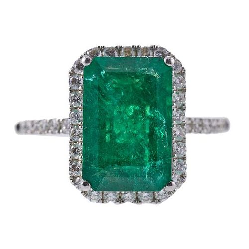 Effy 14k Gold 4ct Emerald Diamond Ring