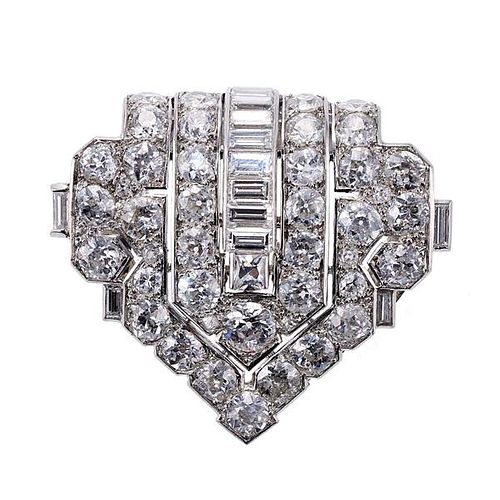 Art Deco Platinum Diamond Clip 