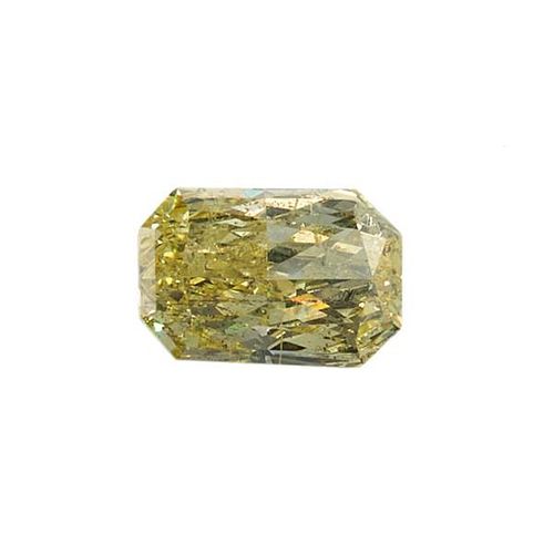 GIA 2.37ct Fancy Yellow Rectangular Diamond 
