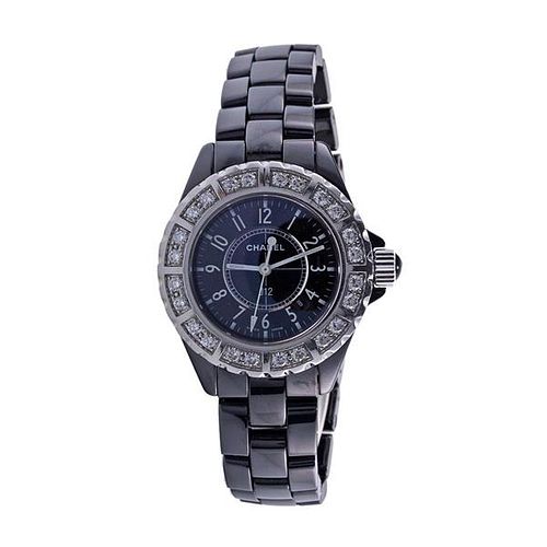 Chanel J12 Black Ceramic Diamond Watch H1173