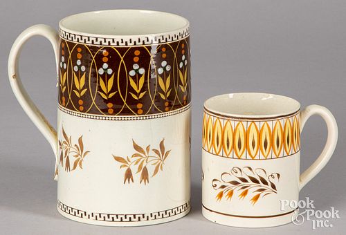 Two English pearlware mugs, 19th c.