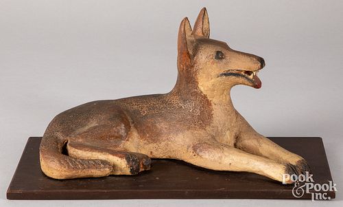Carved and painted dog, early 20th c.