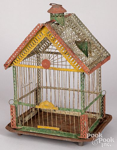 Painted wire birdcage, late 19th c.
