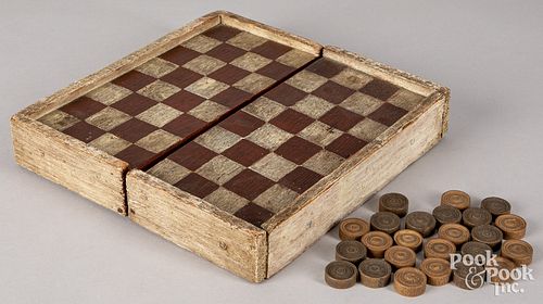 Painted folding gameboard, ca. 1900