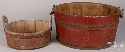 Two painted staved tubs, late 19th c.
