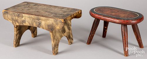 Two Pennsylvania painted footstools, 19th c.