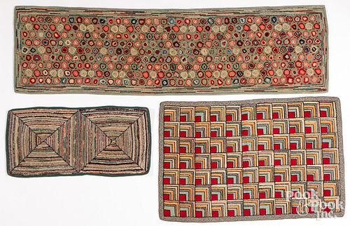 Three hooked rugs, ca. 1900