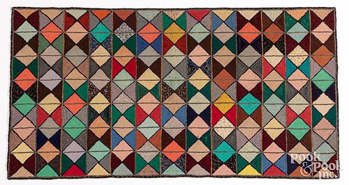 Geometric hooked rug, ca. 1900