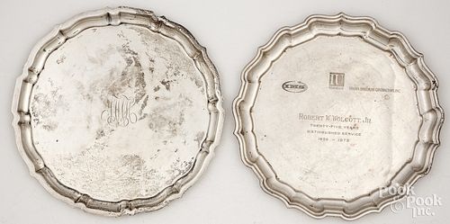 Two sterling silver trays