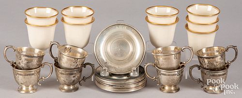 Dominick and Haff sterling silver cups and saucers