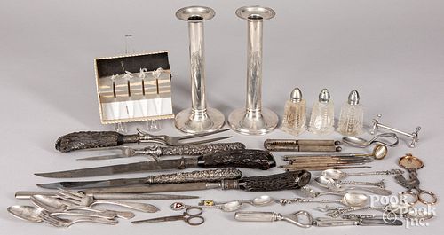 Weighted silver, silver handled pieces, etc.