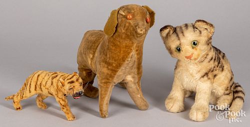 Three plush toys, to include a Stieff cat