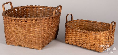 Two split oak baskets, 19th c.
