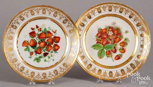 Pair of Italian porcelain strawberry plates