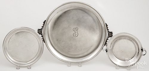 Three sterling silver trays