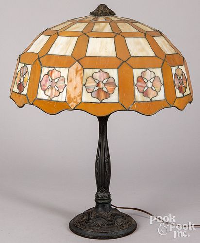 Slag glass table lamp, early to mid 20th c.