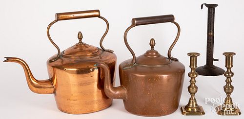 Group of metalware, 19th c.