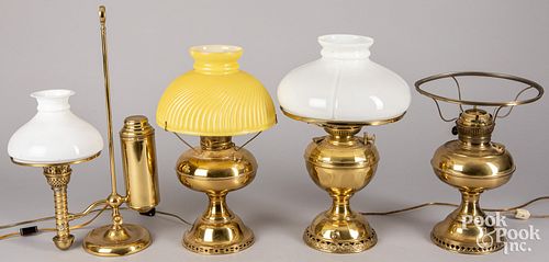 Four Victorian lamps, 19th c.