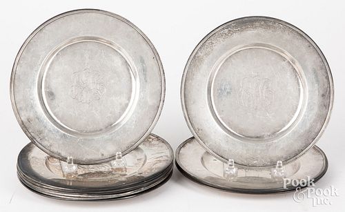 Twelve Gorham sterling silver plates