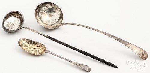 Georgian silver ladle and berry spoon, and ladle
