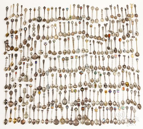 Large collection of silver and plated spoons