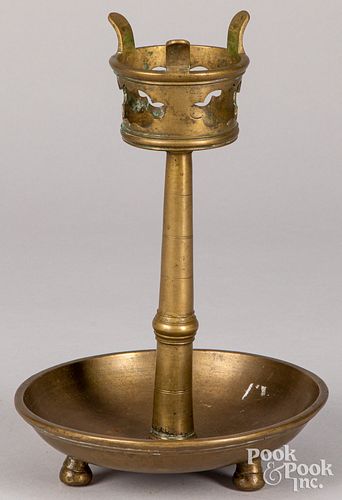 Continental brass votive holder, probably 17th c.