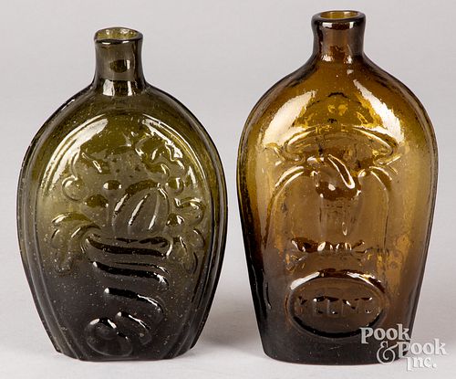 Two Historical glass flasks