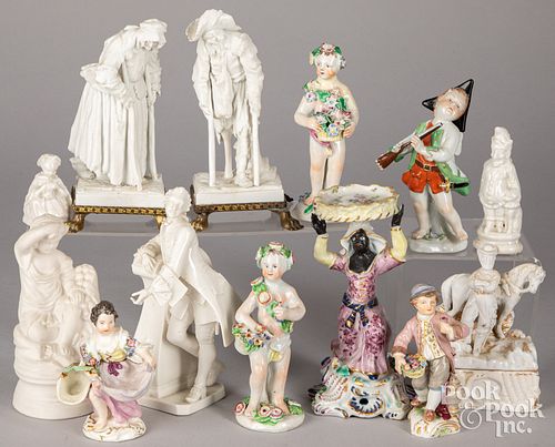 Thirteen porcelain figurines