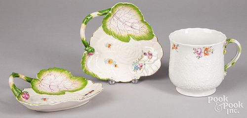 Large Meissen porcelain mug, etc.