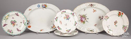 Four Chelsea porcelain plates, platters