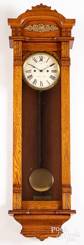 New Haven "Columbia" oak wall clock