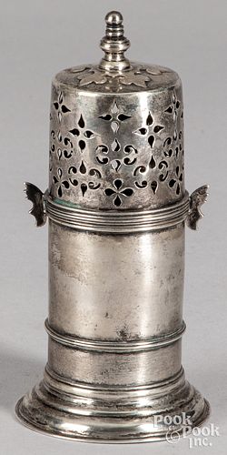 English silver caster, 19th c.