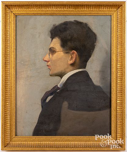 Oil on canvas portrait of a young man