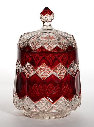 IMPERIAL NO. 1 / THREE-IN-ONE - RUBY-STAINED CRACKER JAR