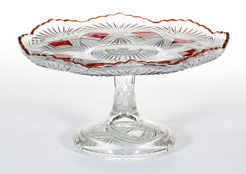 TACOMA (OMN) - RUBY-STAINED SALVER / CAKE STAND