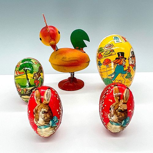 5pc Collection of Vintage Paper Easter Eggs from Germany