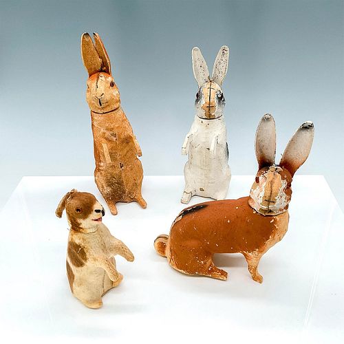 4ps German Rabbit/Bunny Papier Mache Candy Containers