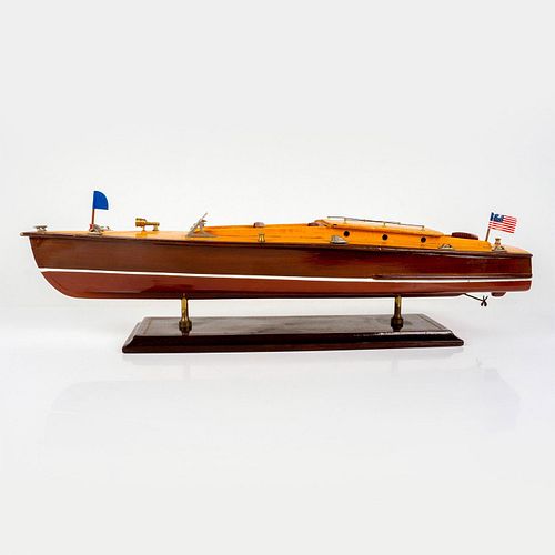 Chris Craft Runabout Model Wooden Boat on Stand