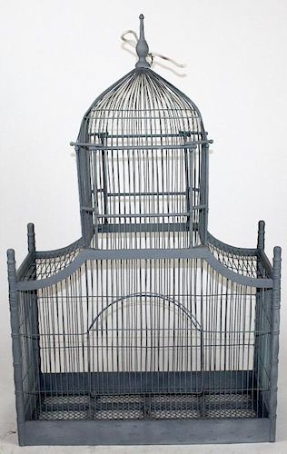 Painted wooden birdcage