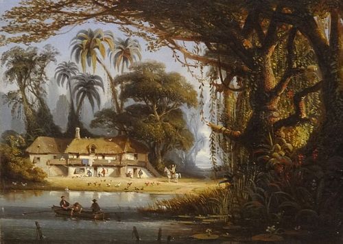  BRAZIL FOREST FRENCH COLONIAL PERNAMBUCO OIL PAINTING