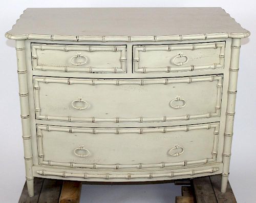 Painted bowfront chest with faux bamboo
