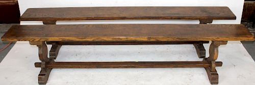 Pair or French Provincial benches in oak