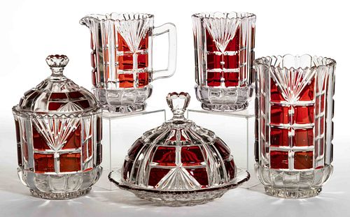OREGON (OMN) / SKILTON - RUBY-STAINED FIVE-PIECE TABLE SET