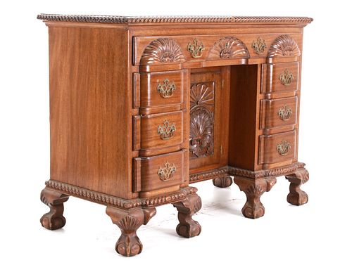 C. 1850- Chippendale Roswood Kneehole Desk