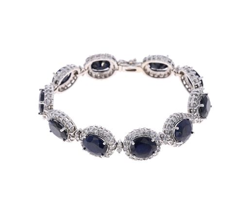Sapphire & Diamond 14k White Gold Bracelet